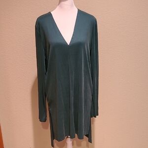 Trouve Green V-Neck Long Sleeve Dress or Tunic Size L